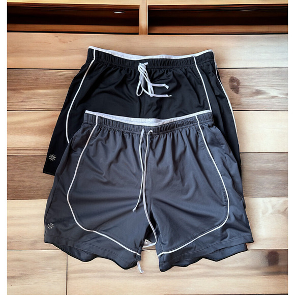 Athleta Pants - 2 Athleta Take Two Running Shorts Double Layered Lined Women's Small Gray Black